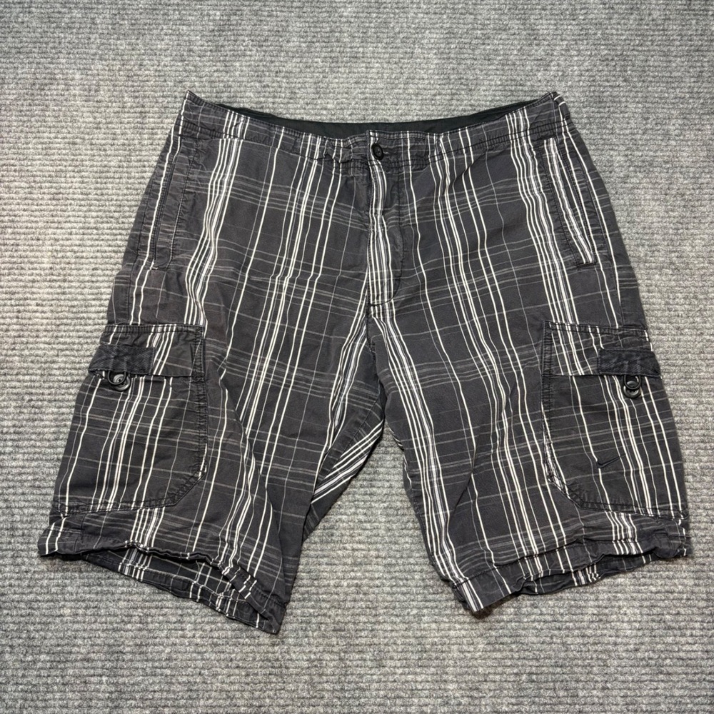 Nike The Athletic Dept Mens Black White Plaid Cargo Shorts Size Large L 36 Waist